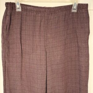 Eileen Fisher Women's Small Brown Linen Blend Elastic Waist Straight Leg Pants